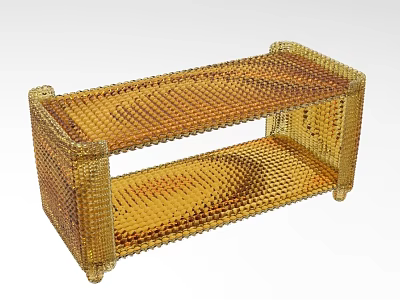 Modern Yellow Woven Rattan Entryway Console Cabinet With Two Tier Shelf Design 3d model