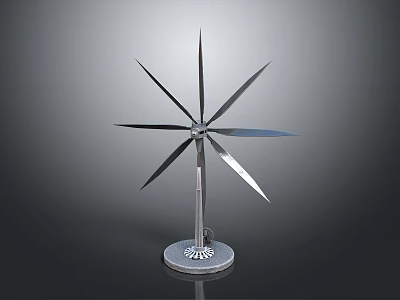 Modern Air Conditioner Fan With Metal Multiple Blades And Round Base Structure 3d model