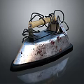 Vintage Old Fashioned Electric Iron With Wooden Handle And Rusty Metal Base