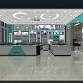 Modern Optical Store Interior With Glass Display Cabinets and Illuminated Eyewear Shelves 3d model