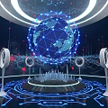 Futuristic Technology Scene With Digital Global Network And Smart City Skyline Sensors