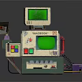 Vintage Computer With Green Screen MAGICBOOK And Connected Devices Like Keyboard Antenna