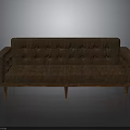 Elegant Classic Brown Sofa With Tufted Backrest And Wooden Legs Design