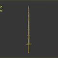 Long Slender Decorative Sword With Red Accents And Metallic Hilt