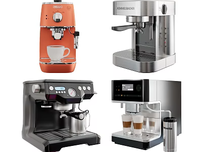 Modern Kitchen Appliances Stylish Coffee Machines With Various Designs And Colors 3d model