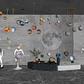 Modern lamp combination net red creative planet light 3d model