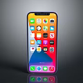 Modern Smartphone Displaying Colorful App Icons On Gradient Screen With Reflection Effect 3d model