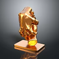 Shiny Golden Human Hand Sculpture Showcasing Smooth Lines And Stable Base Design