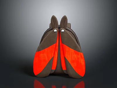 Rabbit Ear Design Backpack With Brown And Orange Color For Daily Use 3d model