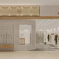YIYISUKI Shopping Mall Store Featuring Wooden Facade Grid Design And Clothing Racks With Plants