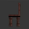 Stylish Red Wooden Leisure Chair With Vertical Slat Back And Sturdy Wood Legs