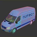 Blue Numeco Branded Modern Cargo Van With Smooth Exterior Design