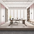 Traditional Japanese Tea Room Interior Design With Shoji Windows Tatami Mat And Wooden Table