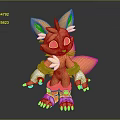 Game Movie Character Yellow Fox Figure With Large Ears Blue Eyes White Wristbands Red Shoes