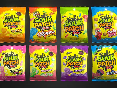 Sour Patch Assorted Candy Packs With Colorful Packaging And Flavor Options 3d model