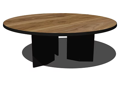 Round Wooden Dining Table With Black Legs And Modern Simple Design 3d model