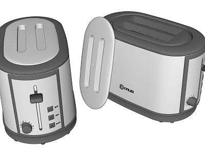 Modern Dostar Kitchen Toaster Appliance Featuring Open And Closed Lid Design 3d model