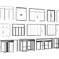 Door Window And Cabinet Design Sketches With Various Styles And Structures 3d model
