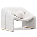 Modern Brown Velvet Leisure Chair with Curved Design Round Pillow and Light Legs
