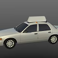 White Taxi Sedan With Roof Light And Front Grille Design