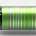 Green Cylindrical Motor With Black End Cap Metal Shaft And Yellow Components