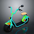 Colorful Bicycle With Green And Blue Frame Orange Seat And Floral Patterns On Wheels