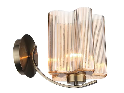 Modern Brass Wall Sconce With Ribbed Glass Shade And Warm Illumination 3d model