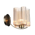 Modern Brass Wall Sconce With Ribbed Glass Shade And Warm Illumination