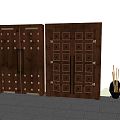 New Chinese Style Door Wooden Door 3d model