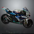 Suzuki Racing Motorcycle With White Blue Body Green Red Accents And Aerodynamic Design