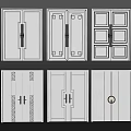 Stylish Double Doors With Various Designs And Decorative Patterns For Home Interior 3d model