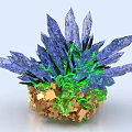 Natural Stone and Wood Design With Blue Crystal Structure Green Accents And Golden Base