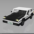 Black And White Low Poly Style Car 3D Model With Simple Design