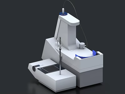 Advanced Industrial Equipment With White Gray Body And Blue Top Components For Precision Measurement Analysis 3d model