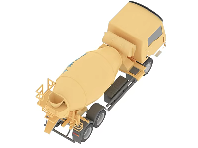 Yellow Concrete Mixer Truck With Rotary Drum For Construction Site Use 3d model