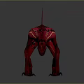 Red Spiked Monster Game Movie Character With Sharp Teeth And Claws