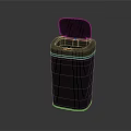 Black Modern Trash Can With Open Lid And Smooth Surface Design 3d model
