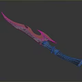 Unique Decorative Weapon With Flame Shaped Blade Blue Orange Handle And Textured Grip