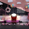 Modern beauty Chen net red shop restaurant flamingo balloon bubble bar photo area fire bar milk tea shop cafe beauty 3d model