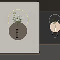 Modern Circular Wall Lamp With LED Light Ring Plant Decoration And Hanging Ornaments On Wall