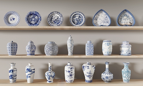 New Chinese Blue and White Porcelain 3d model