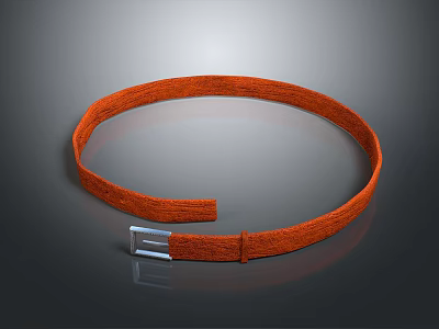 Elegant Orange Belt With Woven Fabric Strap And Silver Metal Buckle 3d model