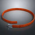 Elegant Orange Belt With Woven Fabric Strap And Silver Metal Buckle