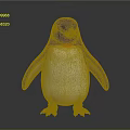 Cute 3D Penguin With Black And White Feathers Orange Beak And Feet