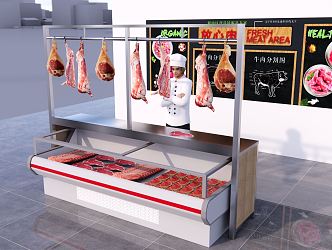 Modern Shelf Supermarket Convenience Store Chilled Meat Shelf 3d model