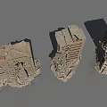 Collapsed Building Structures Featuring Damaged Concrete Debris And Fallen Walls 3d model