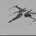 Blue Silver Spacecraft With Red Beams On Wings Flying in Space Aerospace