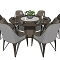 Modern Dining Table and Chair Combination Round Table Dining Table and Chair Combination 3d model