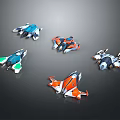 Futuristic Spacecraft Models Showcasing Different Colors And Streamlined Aerospace Design 3d model