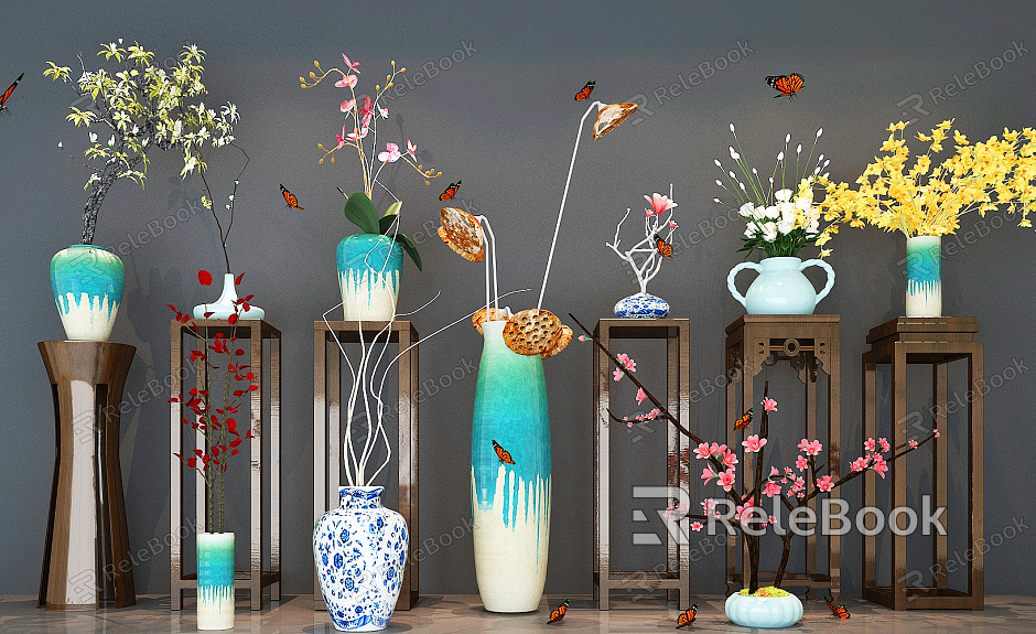 New Chinese Style Flower Flower Rack model